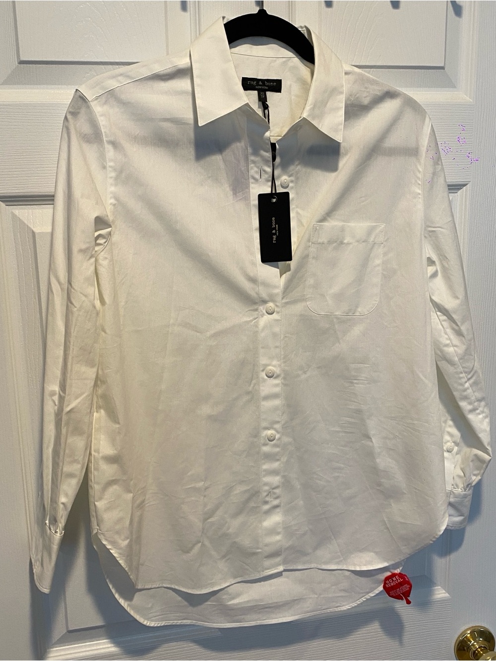 NWT Women Rag & Bone Max Cotton Button-Up Shirt White XS Classic Poplin MSRP$198